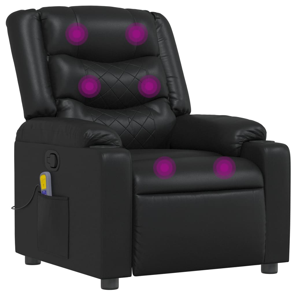 Vidaxl sillón de masaje reclinable cuero sintético negro