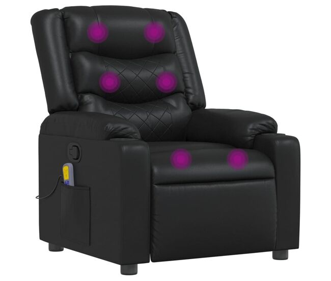 Vidaxl sillón de masaje reclinable cuero sintético negro