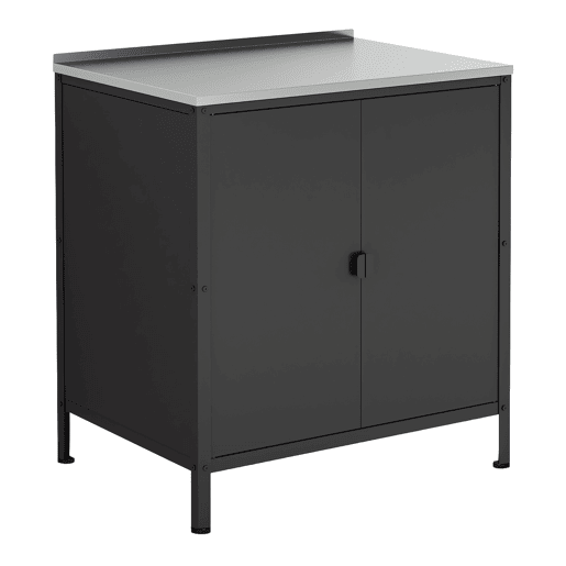 Armário de exterior Bolognano com prateleira e 2 portas de aço 92 x 80 x 50 cm - Prata e Preto casa.pro