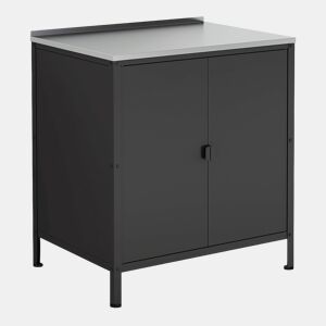 Armário de exterior Bolognano com prateleira e 2 portas de aço 92 x 80 x 50 cm - Prata e Preto casa.pro