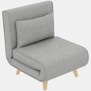 HOMCOM Poltrona 2 em 1 Sofá Cama Individual Dobrável com Encosto Ajustável e Almofada para Sala de Estar Dormitório Escritório Carga 150 kg 72x78x79 cm Cinza