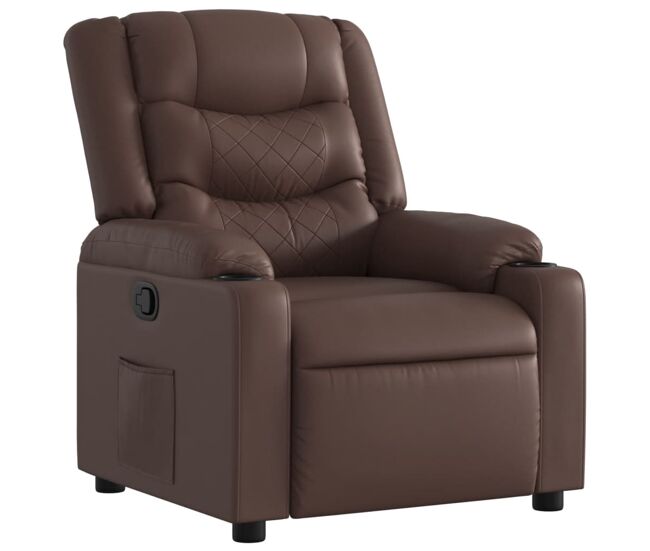 Vidaxl sillón reclinable de cuero sintético marrón