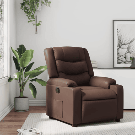 vidaXL Poltrona reclinável couro artificial castanho