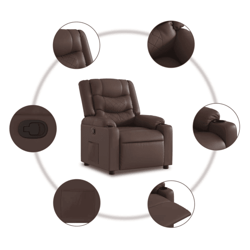 vidaXL Poltrona reclinável couro artificial castanho