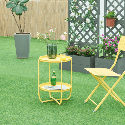 Mesa de jardim Sandefjord aço 57,5x40 cm - Amarelo en.casa