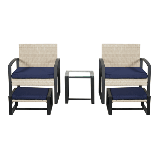 Conjunto de mobiliário de jardim Calvello 5 peças açovidro - Azul &amp Rattan casa.pro