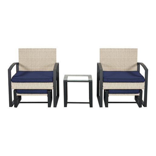 Conjunto de mobiliário de jardim Calvello 5 peças açovidro - Azul &amp Rattan casa.pro