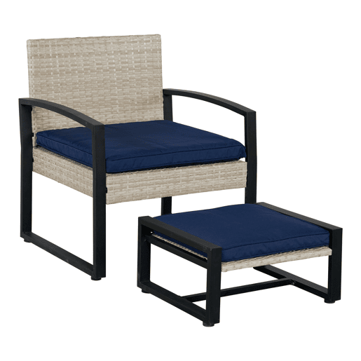 Conjunto de mobiliário de jardim Calvello 5 peças açovidro - Azul &amp Rattan casa.pro