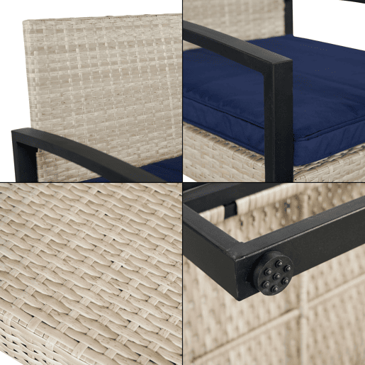 Conjunto de mobiliário de jardim Calvello 5 peças açovidro - Azul &amp Rattan casa.pro