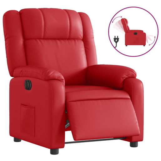 vidaXL Poltrona reclinável elétrica couro artificial vermelho vidaXL Poltrona reclinável elétrica couro artificial vermelho