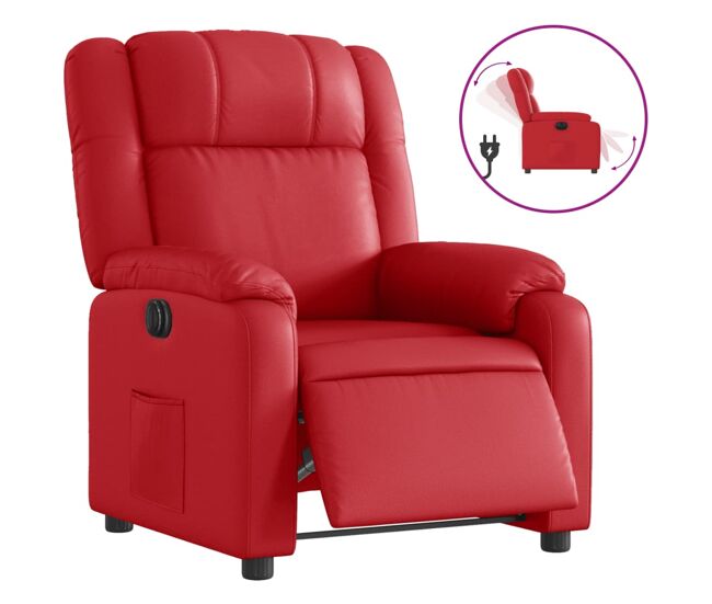 Vidaxl sillón reclinable eléctrico de cuero sintético rojo