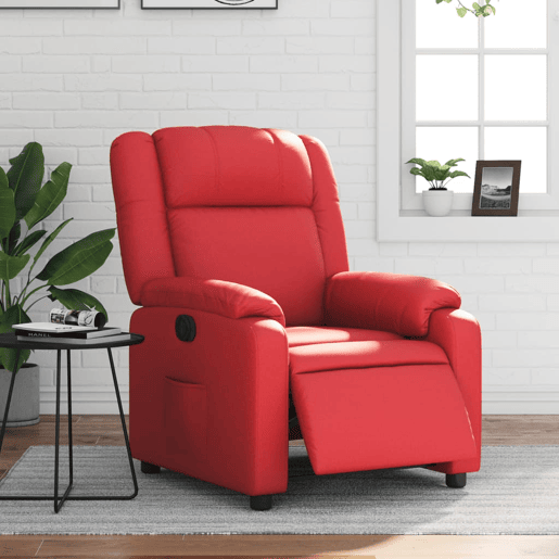 vidaXL Poltrona reclinável elétrica couro artificial vermelho vidaXL Poltrona reclinável elétrica couro artificial vermelho