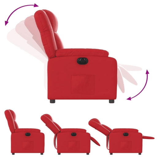 vidaXL Poltrona reclinável elétrica couro artificial vermelho vidaXL Poltrona reclinável elétrica couro artificial vermelho
