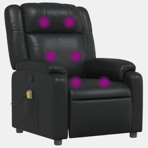 vidaXL Poltrona de massagens reclinável couro artificial preto
