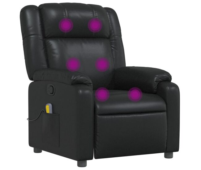 Vidaxl sillón de masaje reclinable cuero sintético negro