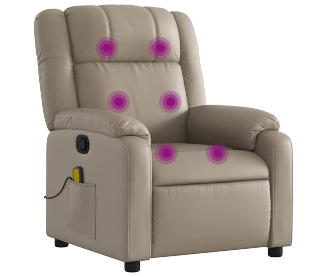 Vidaxl sillón de masaje reclinable cuero sintético color capuchino