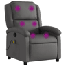 vidaXL Poltrona de massagens reclinável couro genuíno cinzento