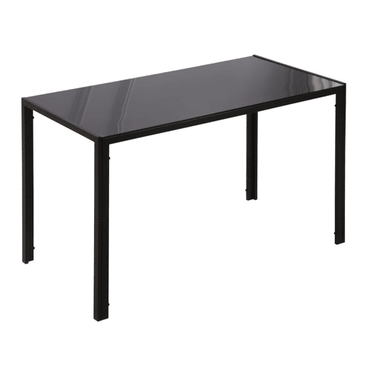 HOMCOM Mesa de Jantar de Vidro, Mesa Retangular para 4-6 Pessoas com Pernas de Metal, para Cozinha e Sala, 120x60x75 cm, Preto