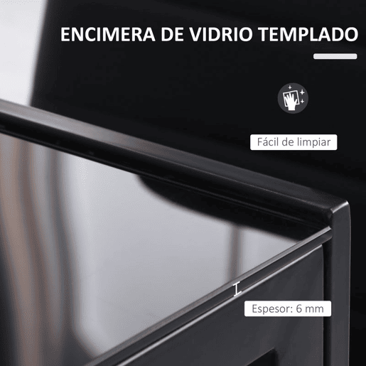 HOMCOM Mesa de Jantar de Vidro, Mesa Retangular para 4-6 Pessoas com Pernas de Metal, para Cozinha e Sala, 120x60x75 cm, Preto