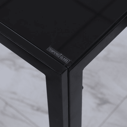 HOMCOM Mesa de Jantar de Vidro, Mesa Retangular para 4-6 Pessoas com Pernas de Metal, para Cozinha e Sala, 120x60x75 cm, Preto