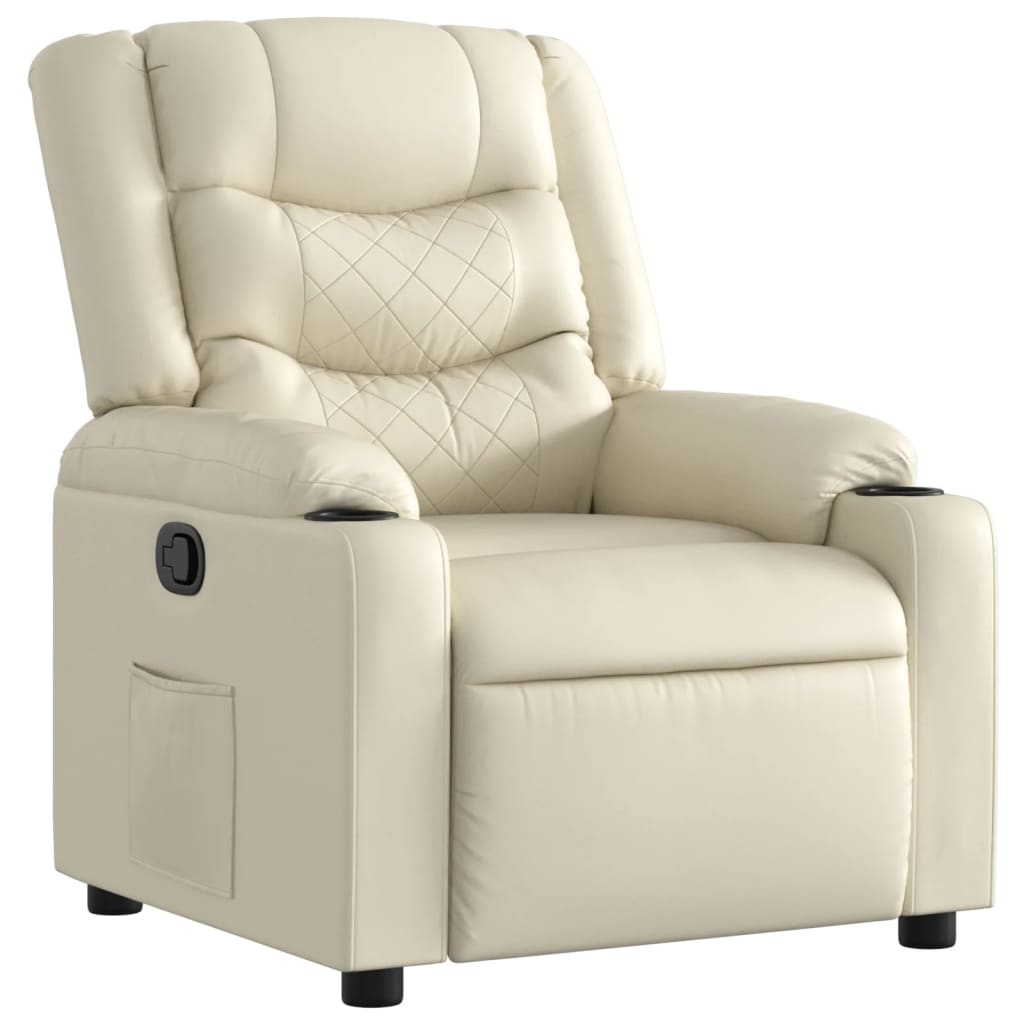Vidaxl sillón reclinable de cuero sintético crema