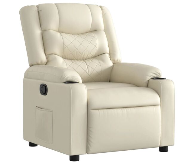 Vidaxl sillón reclinable de cuero sintético crema