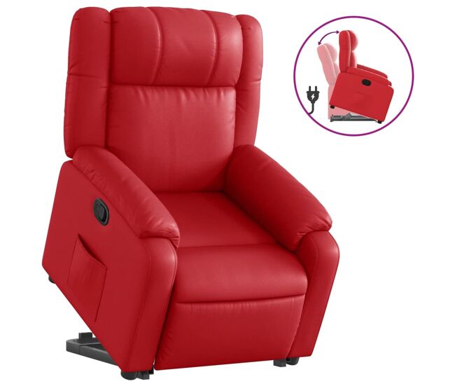 Vidaxl sillón reclinable elevable cuero artificial rojo