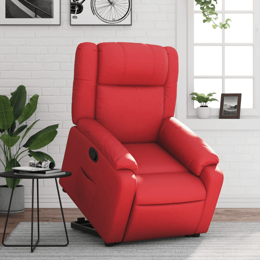 vidaXL Poltrona reclinável elevatória couro artificial vermelho vidaXL Poltrona reclinável elevatória couro artificial vermelho