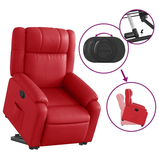 vidaXL Poltrona reclinável elevatória couro artificial vermelho vidaXL Poltrona reclinável elevatória couro artificial vermelho