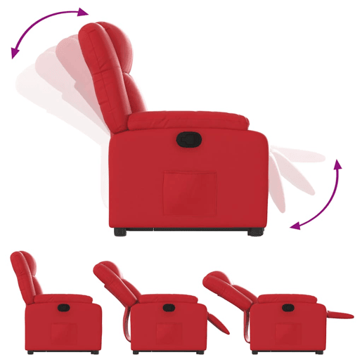vidaXL Poltrona reclinável elevatória couro artificial vermelho vidaXL Poltrona reclinável elevatória couro artificial vermelho