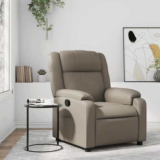 vidaXL Poltrona reclinável couro artificial cor cappuccino vidaXL Poltrona reclinável couro artificial cor cappuccino