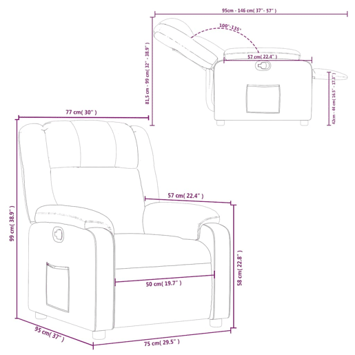 vidaXL Poltrona reclinável couro artificial cor cappuccino vidaXL Poltrona reclinável couro artificial cor cappuccino