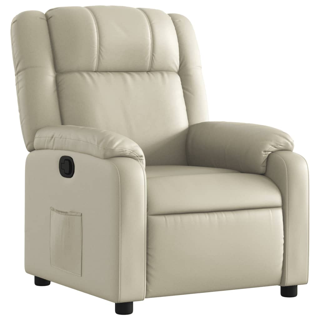 Vidaxl sillón reclinable de cuero sintético crema