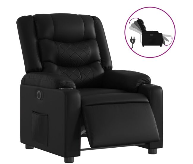 Vidaxl sillón reclinable eléctrico de cuero sintético negro