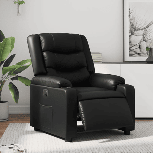 vidaXL Poltrona reclinável elétrica couro artificial preto