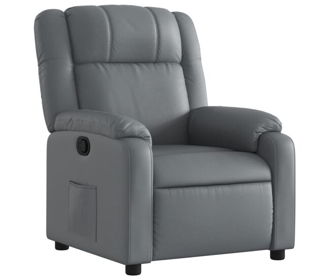 Vidaxl sillón reclinable de cuero sintético gris