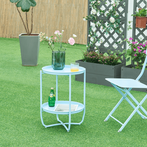 Mesa de jardim Sandefjord aço 57,5x40 cm - Azul celeste en.casa