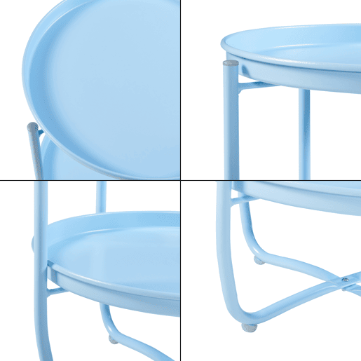Mesa de jardim Sandefjord aço 57,5x40 cm - Azul celeste en.casa