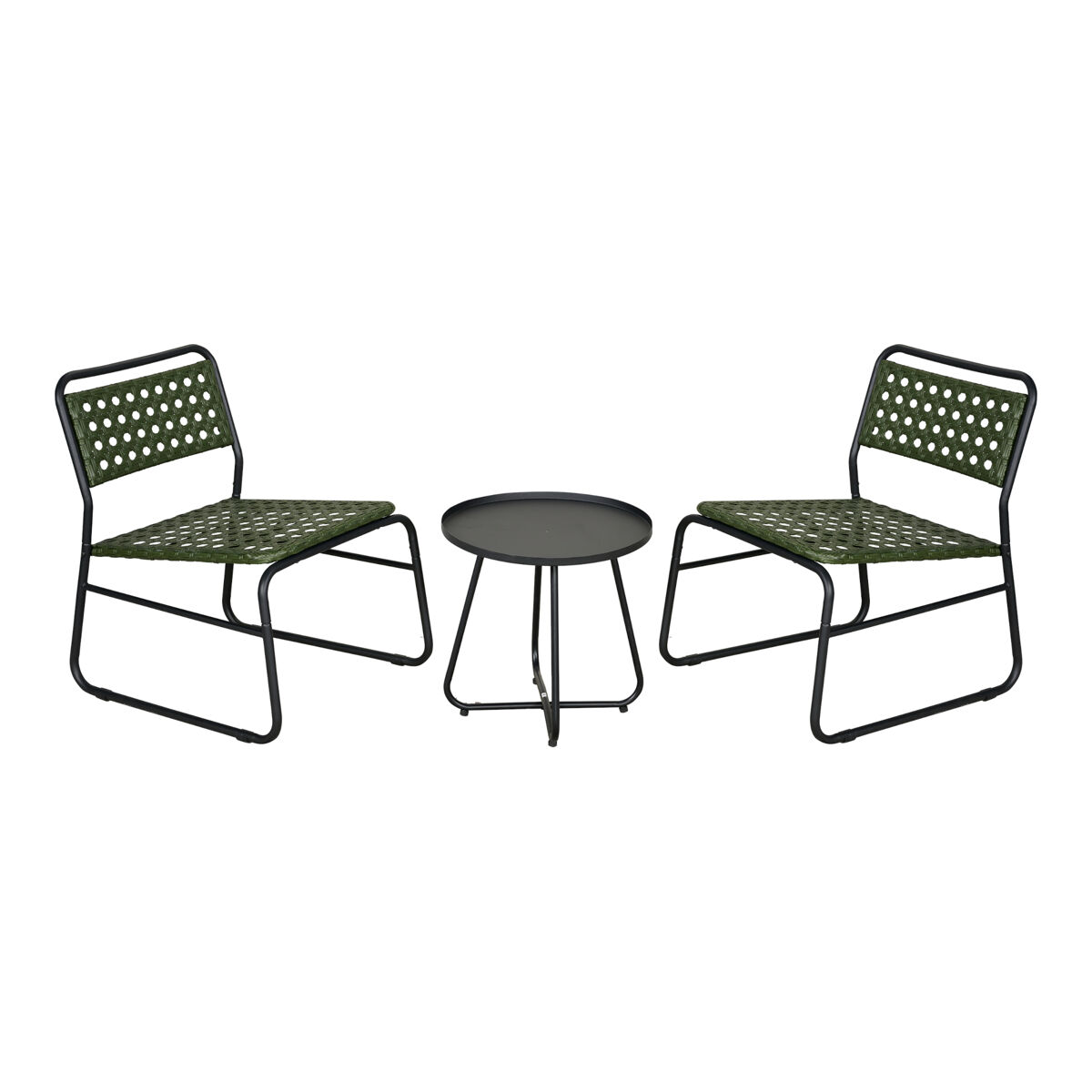 Set de muebles de jardín brienza poliratán ø45x45 cm - verde/negro [casa.pro]