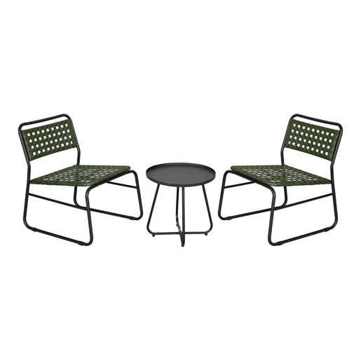 Conjunto de mobiliário de jardim Brienza poly rattan Ø45x45 cm - VerdePreto casa.pro