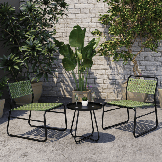 Conjunto de mobiliário de jardim Brienza poly rattan Ø45x45 cm - VerdePreto casa.pro