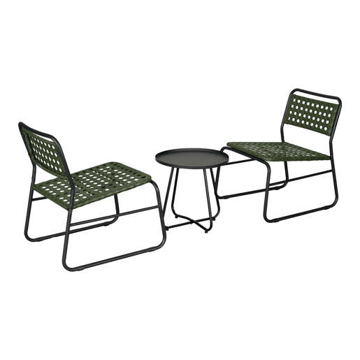 Conjunto de mobiliário de jardim Brienza poly rattan Ø45x45 cm - VerdePreto casa.pro