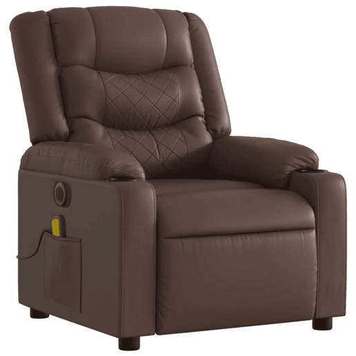 vidaXL Poltrona massagens reclinável elétrica couro artif. castanho vidaXL Poltrona massagens reclinável elétrica couro artif. castanho