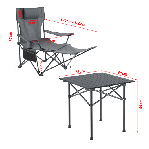 Mesa portátil com 2 cadeiras de campismo dobráveis Bellante Tecido de aço - Cinzento casa.pro Mesa portátil com 2 cadeiras de campismo dobráveis Bellante Tecido de aço - Cinzento casa.pro
