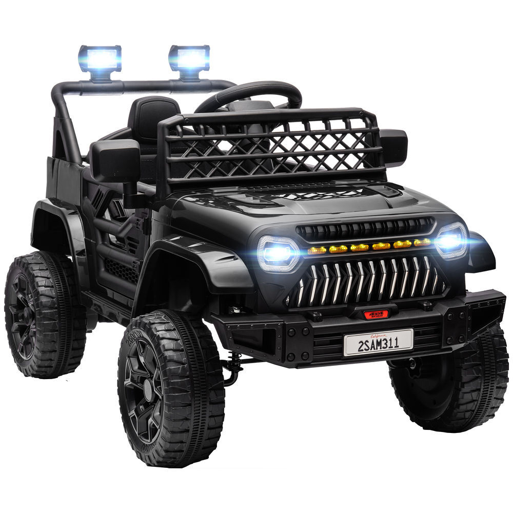 Aiyaplay coche eléctrico para niños de +3 años coche eléctrico infantil de batería 12v con mando a distancia velocidad ajustable usb faros bocina negro