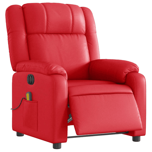vidaXL Poltrona massagens reclinável elétrica couro artif. vermelho vidaXL Poltrona massagens reclinável elétrica couro artif. vermelho