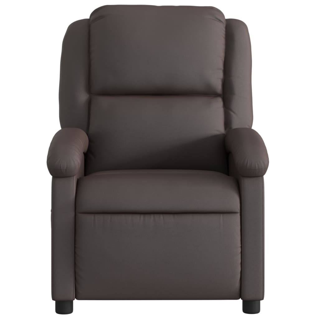 Vidaxl sillón reclinable cuero auténtico marrón oscuro