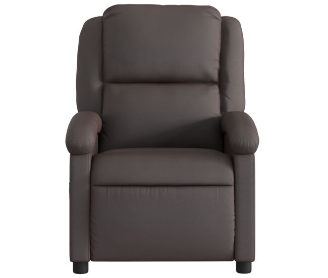 Vidaxl sillón reclinable cuero auténtico marrón oscuro