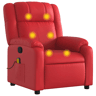 vidaXL Poltrona de massagens reclinável couro artificial vermelho
