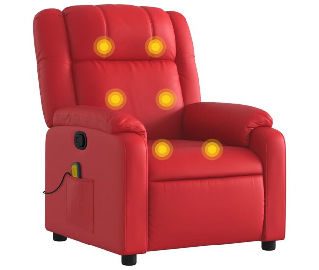 Vidaxl sillón de masaje reclinable cuero sintético rojo